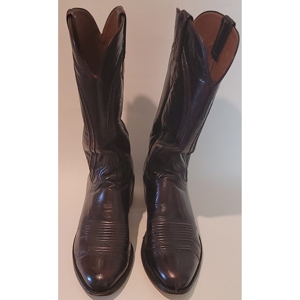 Lucchese Leather Men's Cowboy Western Burgundy Boots Sz 11.5D 54427